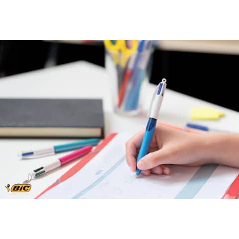 Penna a sfera a scatto BIC 4 Colours Grip M 1 mm - 4 colori di scrittura assortiti - 8871361